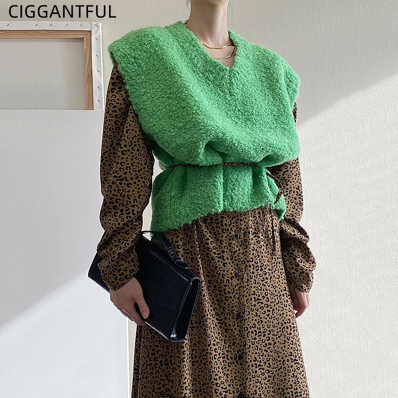 Retro V Neck Loose Fake Lamb Vest Single Breasted Lace Up Leopard Print Dress Korean Chic Two Piece Set Women Vintage Outfit
Retro V Neck Loose Fake Lamb Vest Single Breasted Lace Up Leopard Print Dress Korean Chic Two Piece Set Women Vintage Outfit