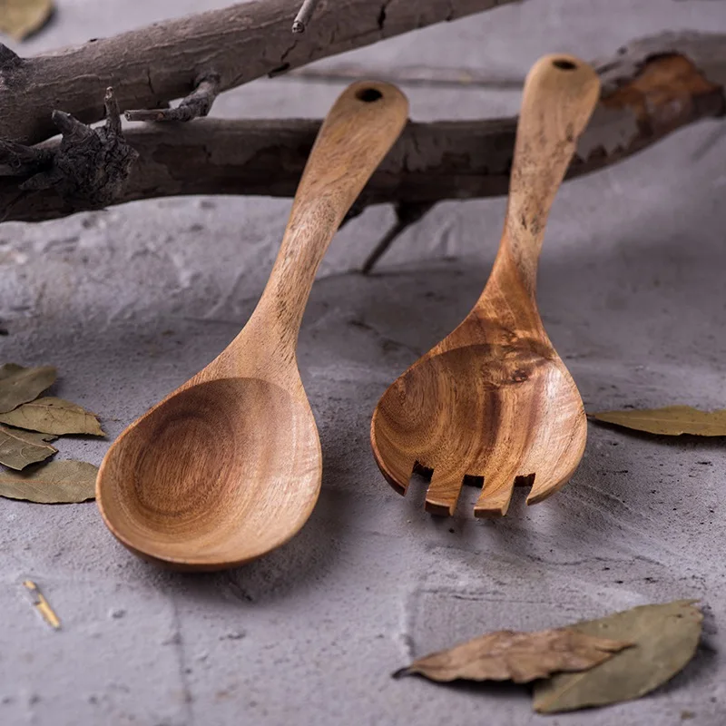 Natural Wooden Kitchen Cooking Spoons Large Salad Server Wood Wooden Utensils Tableware Forks Kitchen Bar home decoration Tool
Natural Wooden Kitchen Cooking Spoons Large Salad Server Wood Wooden Utensils Tableware Forks Kitchen Bar home decoration Tool