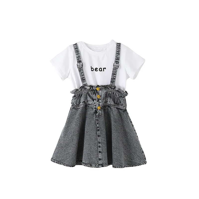 Children Casual Skirts Sets Summer Girl Short Sleeve White T-Shirt+Gray Strap Skirt Two-Piece Suits Cotton Kids Clothes Outfits
Children Casual Skirts Sets Summer Girl Short Sleeve White T-Shirt+Gray Strap Skirt Two-Piece Suits Cotton Kids Clothes Outfits