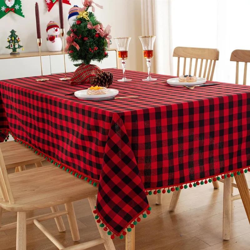 Christmas Polyester Cotton Hairball Tablecloth Red Green Plaid Table Runner Home Decor Table Cover for Dining Xmas Table Cloth
Christmas Polyester Cotton Hairball Tablecloth Red Green Plaid Table Runner Home Decor Table Cover for Dining Xmas Table Cloth
