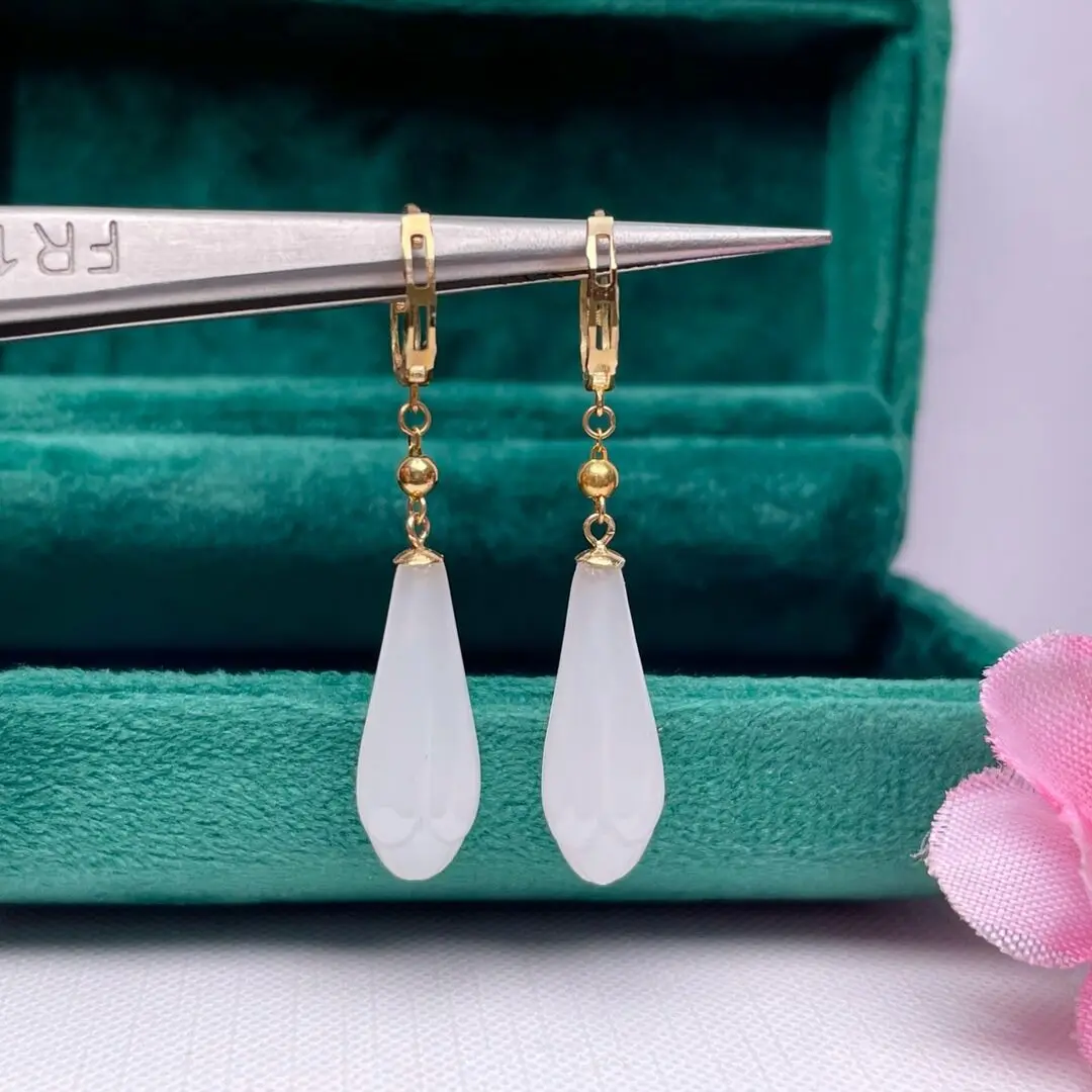 SHILOVEM 18k yellow gold real Natural white Jasper drop earring classic fine Jewelry women wedding gift 8*19mm myme0819552hby
SHILOVEM 18k yellow gold real Natural white Jasper drop earring classic fine Jewelry women wedding gift 8*19mm myme0819552hby
