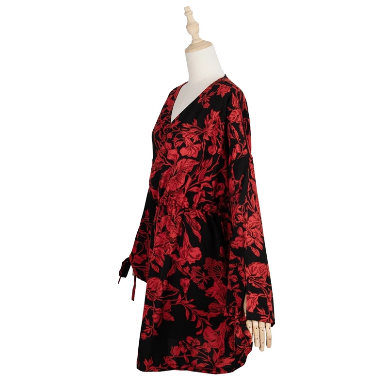Vintage Wrap V-Neck Long Sleeve Printed Mini Dresses Women Autumn Winter Fashion Slim Waist High Street A-Line Dress
Vintage Wrap V-Neck Long Sleeve Printed Mini Dresses Women Autumn Winter Fashion Slim Waist High Street A-Line Dress