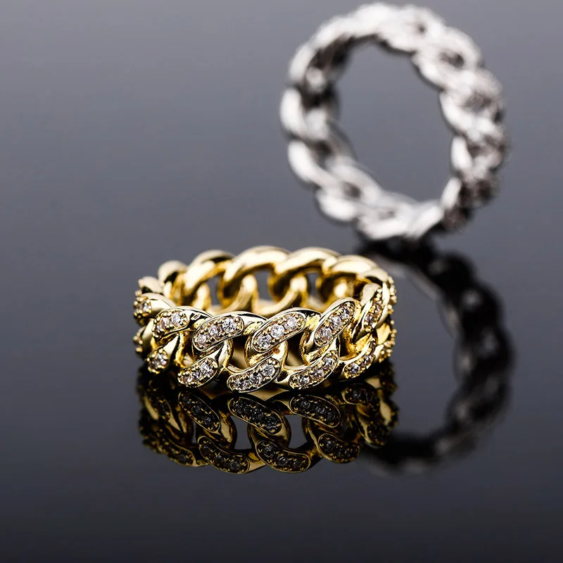 Fashion Gold-plated Copper Hip Hop Rings Iced Micro Pave Cubic Zircon Cuban Chain Ring for Men and Woman Gift Cincin Anillo
Fashion Gold-plated Copper Hip Hop Rings Iced Micro Pave Cubic Zircon Cuban Chain Ring for Men and Woman Gift Cincin Anillo