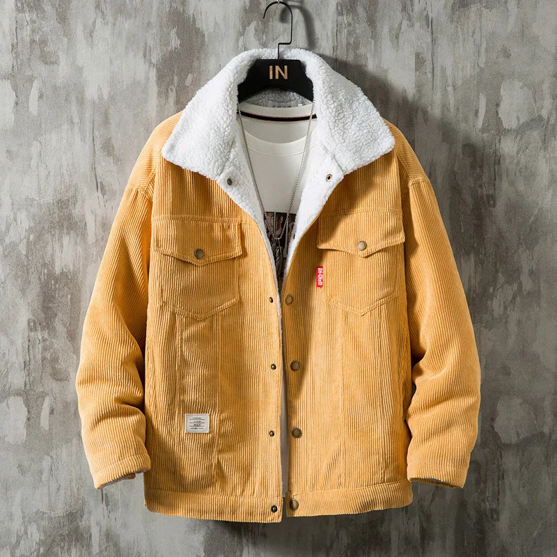 

Утепленное вельветовое пальто из овечьей шерсти плюс большого размера хлопковое пальто для отдыха зимняя хлопковая стеганая куртка для му...