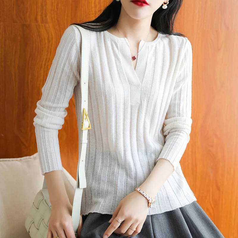 Female Casual Fashion Pullover Striped V-Neck Knitted Natural Wool Soft Slim Jumper Ladies Long Sleeves
Female Casual Fashion Pullover Striped V-Neck Knitted Natural Wool Soft Slim Jumper Ladies Long Sleeves