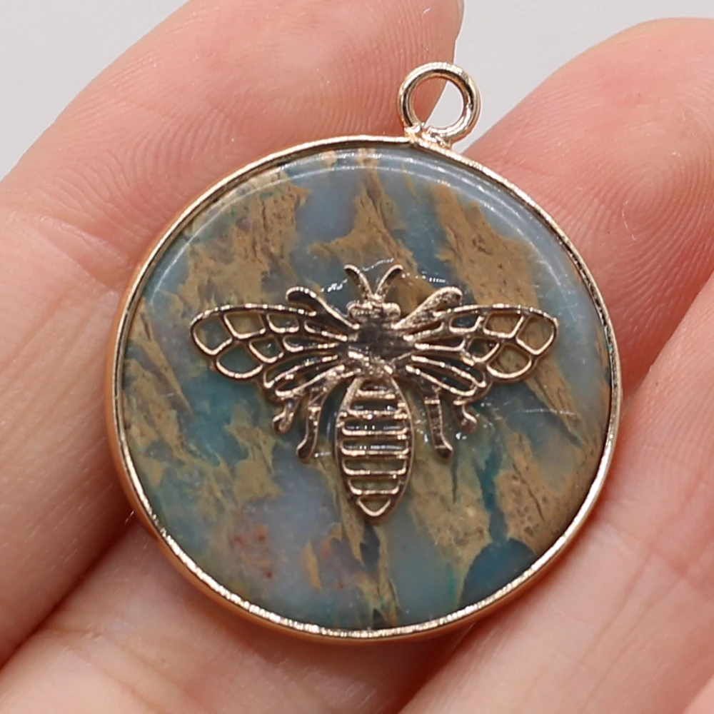 Natural Stone Semi-precious Stone Pendant Round Blue Ocean Mineral Gold Plated Pendant for Making DIY Necklace Accessories
Natural Stone Semi-precious Stone Pendant Round Blue Ocean Mineral Gold Plated Pendant for Making DIY Necklace Accessories