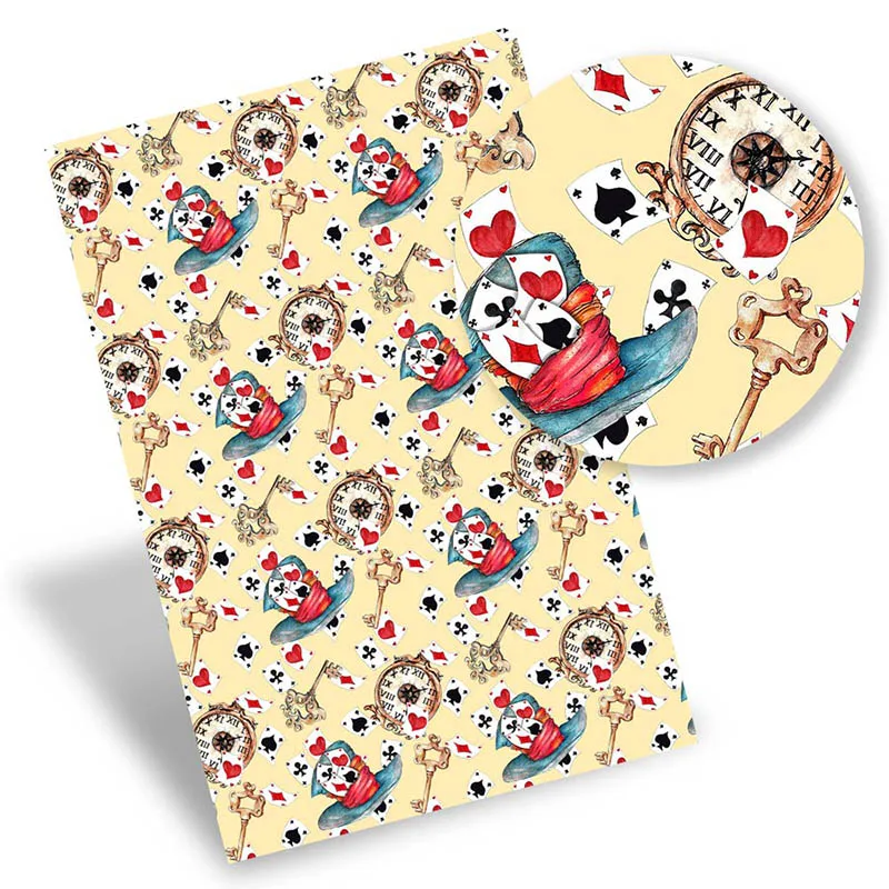 Faux Leather Sheets Poker Clock Key Synthetic Leather Printed Vinyl Fabric DIY Handbag Bow Making Supplies 22*30cm/pc 0.8mm
Faux Leather Sheets Poker Clock Key Synthetic Leather Printed Vinyl Fabric DIY Handbag Bow Making Supplies 22*30cm/pc 0.8mm