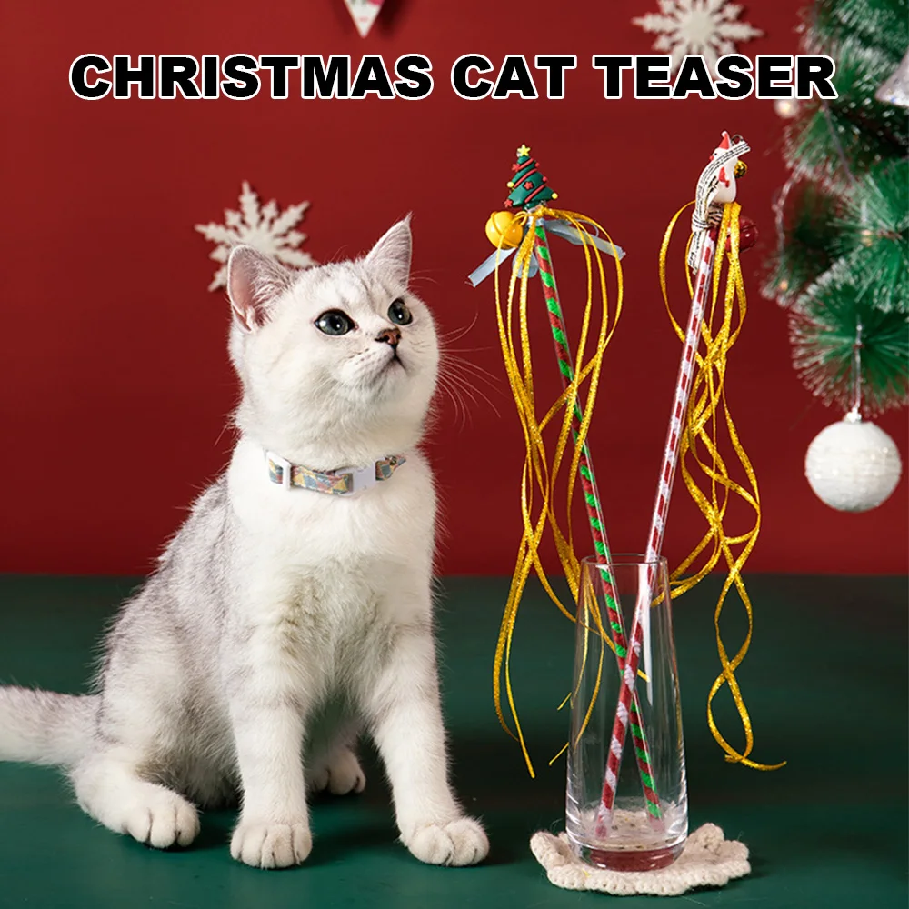 2pcs/set Christmas Gift Pet Cat Toy Funny Teaser Toys Interactive Stick Wand With Bells Ribbon XMAS Cat Feather Toy Cat Supplies
2pcs/set Christmas Gift Pet Cat Toy Funny Teaser Toys Interactive Stick Wand With Bells Ribbon XMAS Cat Feather Toy Cat Supplies