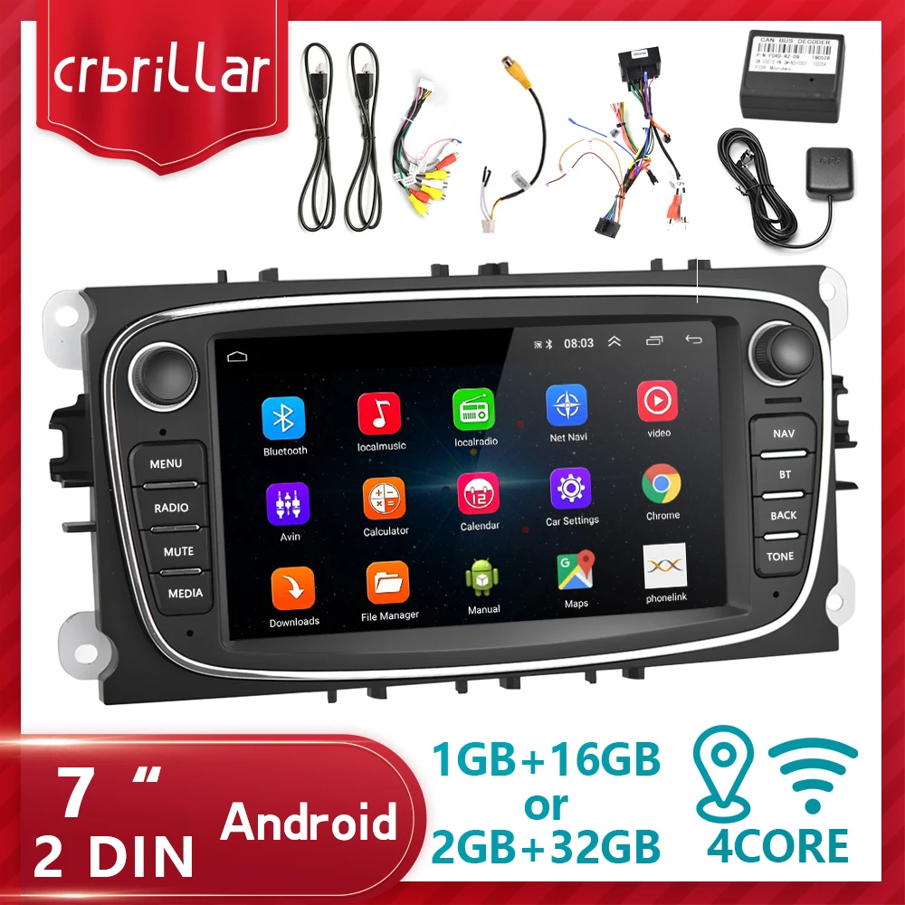 Crbrillar 2din Автомагнитола 7 "mirror link Android плеер GPS WIFI Bluetooth CANBUS для Ford Focus Mondeo C MAX Galaxy II