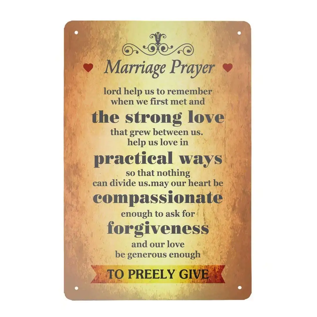 Vintage Tin SignMarriage Prayer Metal Sign Man Cave Signfor Men Home Door Decor Art Kitchen Store Ranch Bar 12X8 INCH Stickers
Vintage Tin SignMarriage Prayer Metal Sign Man Cave Signfor Men Home Door Decor Art Kitchen Store Ranch Bar 12X8 INCH Stickers
