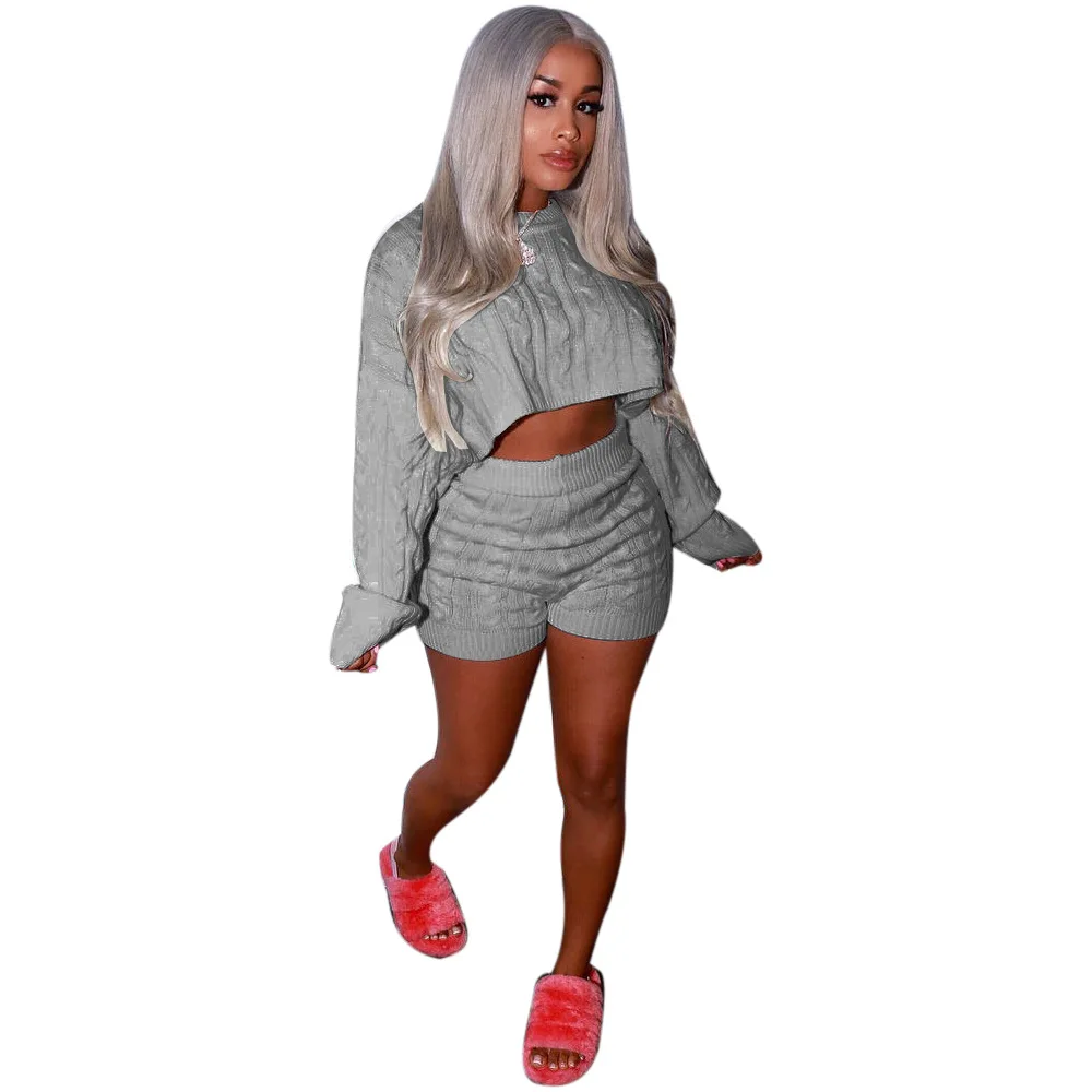 Women Two Piece Set Sexy Sweater Full Sleeve O Neck Pullover Crop Top And Short Pants Fashion Party Sweatsuit Outfits
Women Two Piece Set Sexy Sweater Full Sleeve O Neck Pullover Crop Top And Short Pants Fashion Party Sweatsuit Outfits