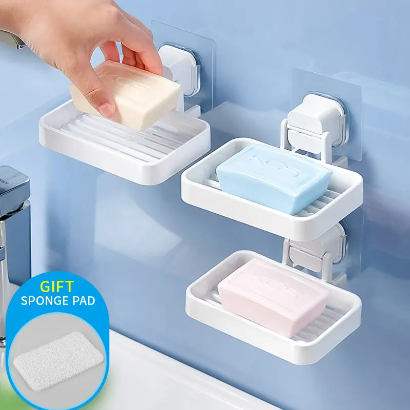 High Quality Soap Box Without Drilling Wall Mounted Creativity Soap Storage Rack Bathroom Accessories Drain Soap Organizer Case 
High Quality Soap Box Without Drilling Wall Mounted Creativity Soap Storage Rack Bathroom Accessories Drain Soap Organizer Case