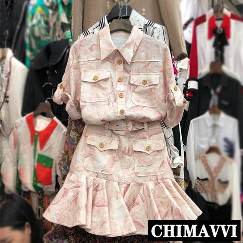 Two Piece Sets Women Top and Skirt 2020 Spring and Summer Fashion Printing Short-Sleeved Pocket Shirt High Waist Fishtail Skirt
Two Piece Sets Women Top and Skirt 2020 Spring and Summer Fashion Printing Short-Sleeved Pocket Shirt High Waist Fishtail Skirt