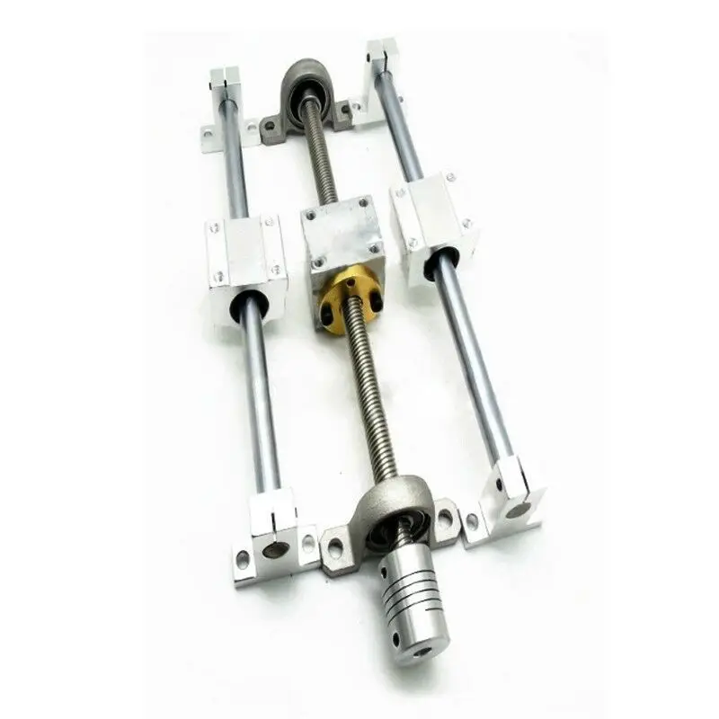 Horizontal 150/250/350mm T8 Dual Lead Screw Rod Linear Rail Support Linear Bearings Guide Set