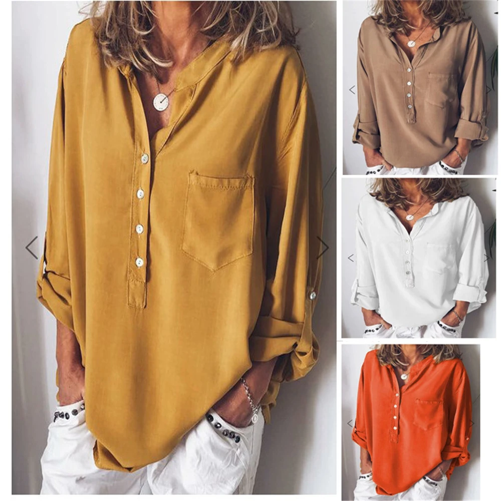 Shirts Women Tops And Blouses Long Sleeve 2021 Autumn Ladies Casual White V-Neck Solid Loose Shirt Blusas Plus Size Streetwear
Shirts Women Tops And Blouses Long Sleeve 2021 Autumn Ladies Casual White V-Neck Solid Loose Shirt Blusas Plus Size Streetwear