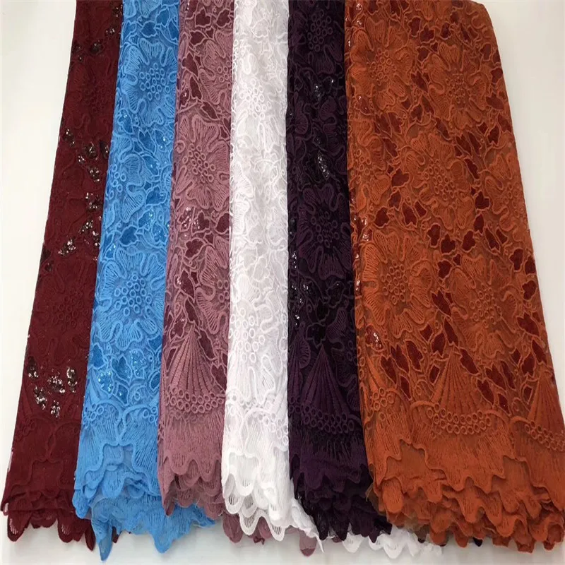 Hot Sales French sequins Lace Fabrics High Quality African Tulle Laces Fabric For Wedding Nigerian Milk Lace Material For Party 
Hot Sales French sequins Lace Fabrics High Quality African Tulle Laces Fabric For Wedding Nigerian Milk Lace Material For Party