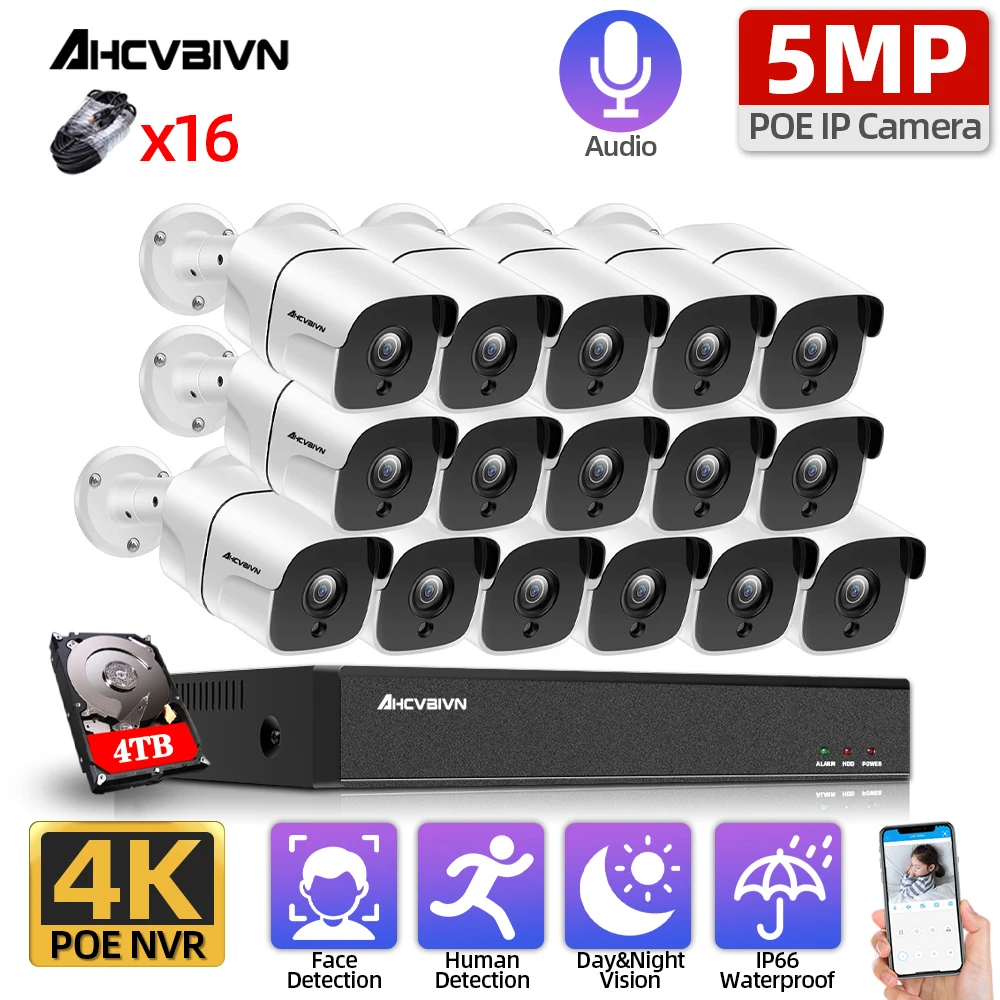 H.265+ 16CH 4K 5MP CCTV System Kit 5MP Super HD Outdoor Audio Record Security IP Cameras POE NVR Video Surveillance System Set
H.265+ 16CH 4K 5MP CCTV System Kit 5MP Super HD Outdoor Audio Record Security IP Cameras POE NVR Video Surveillance System Set