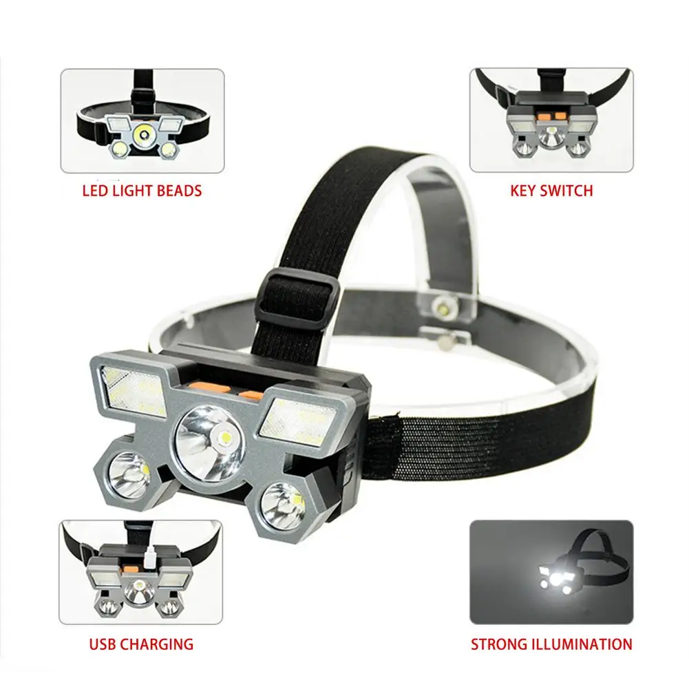 5LED Headlight Outdoor Cycling Head-Mounted Flashlight Fishing LED Headlight USB Rechargeable Outdoor Miner's Lamp Headlight
5LED Headlight Outdoor Cycling Head-Mounted Flashlight Fishing LED Headlight USB Rechargeable Outdoor Miner's Lamp Headlight