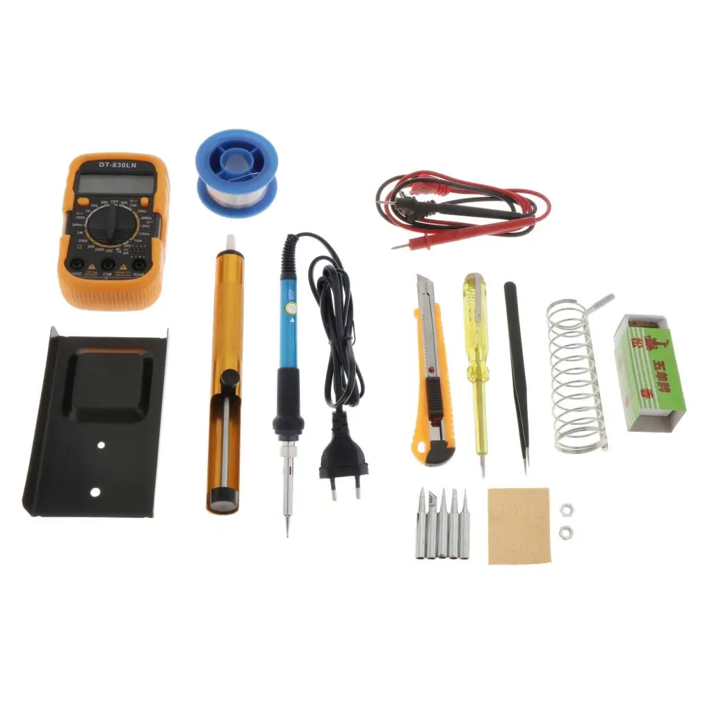 Soldering Iron Kit,Soldering Iron 60 W Adjustable Temperature,Digital Multimeter Cutter Soldering Iron Tip Set (220 V, EU Plug)
Soldering Iron Kit,Soldering Iron 60 W Adjustable Temperature,Digital Multimeter Cutter Soldering Iron Tip Set (220 V, EU Plug)