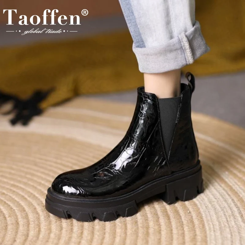 Taoffen/Женская обувь; Ботильоны из натуральной кожи на толстом каблуке и платформе с каменным узором; Стильная классическая женская обувь; Раз... 
Taoffen/Женская обувь; Ботильоны из натуральной кожи на толстом каблуке и платформе с каменным узором; Стильная классическая женская обувь; Раз...