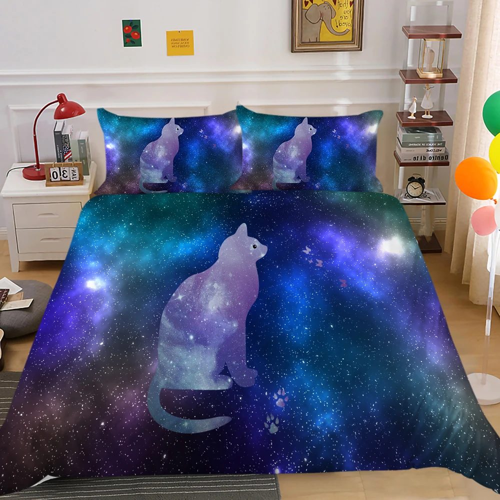 3D Bedding Set Queen Size Duvet Cover Sets Starry Sky Cat Printed Soft Breathable Child Adult Room Bedclothes Full Seasons
3D Bedding Set Queen Size Duvet Cover Sets Starry Sky Cat Printed Soft Breathable Child Adult Room Bedclothes Full Seasons