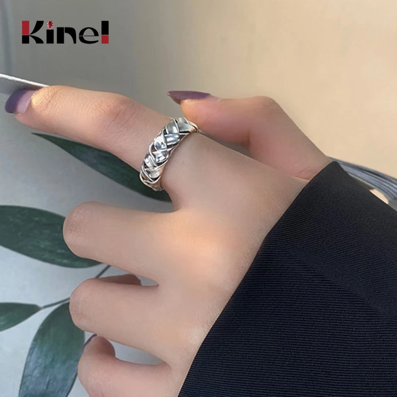 Kinel Trendy 925 Sterling Silver Chain Rings for Women Vintage Handmade Twisted Geometric Finger Jewelry Party Gifts
Kinel Trendy 925 Sterling Silver Chain Rings for Women Vintage Handmade Twisted Geometric Finger Jewelry Party Gifts