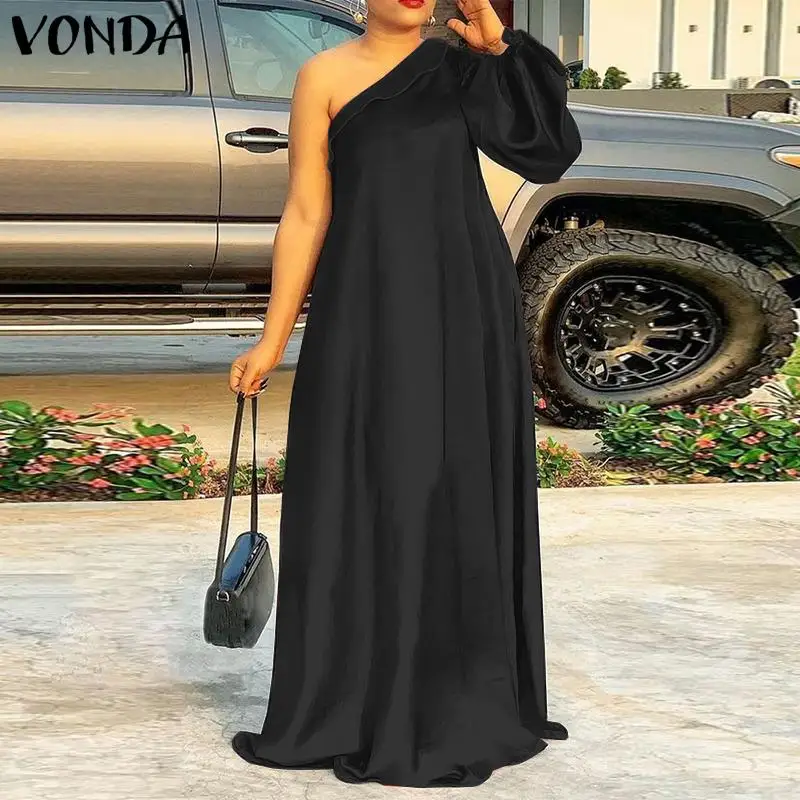 VONDA Elegant Women Satin Dress 2021 Autumn Solid Sexy One-shoulder Long Sleeve Party Long Dress Bohemian Beach Vestido Oversize
VONDA Elegant Women Satin Dress 2021 Autumn Solid Sexy One-shoulder Long Sleeve Party Long Dress Bohemian Beach Vestido Oversize