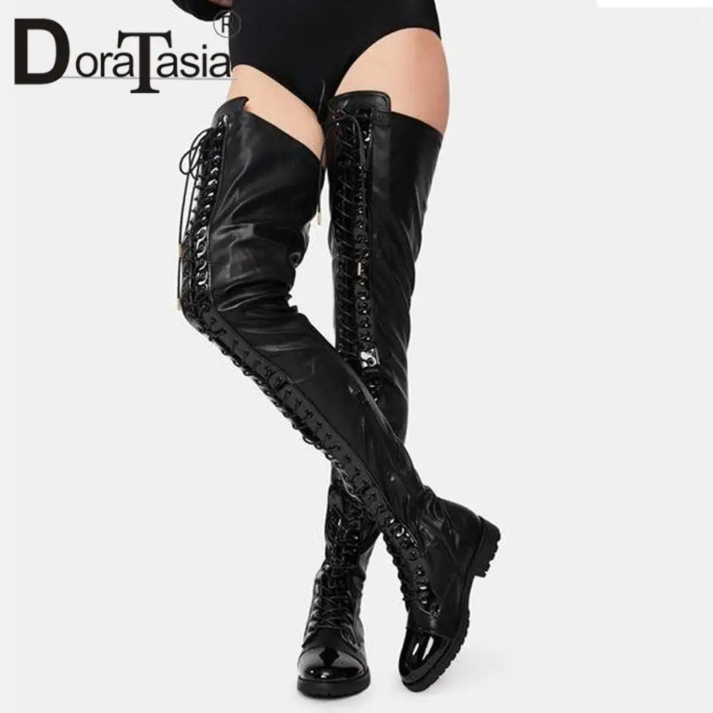 Plus Size 34-46 Brand New Female Cross Tied Thigh High Boots Stylish Zip Chunky Heels women's Boots Casual Party Shoes Woman
Plus Size 34-46 Brand New Female Cross Tied Thigh High Boots Stylish Zip Chunky Heels women's Boots Casual Party Shoes Woman