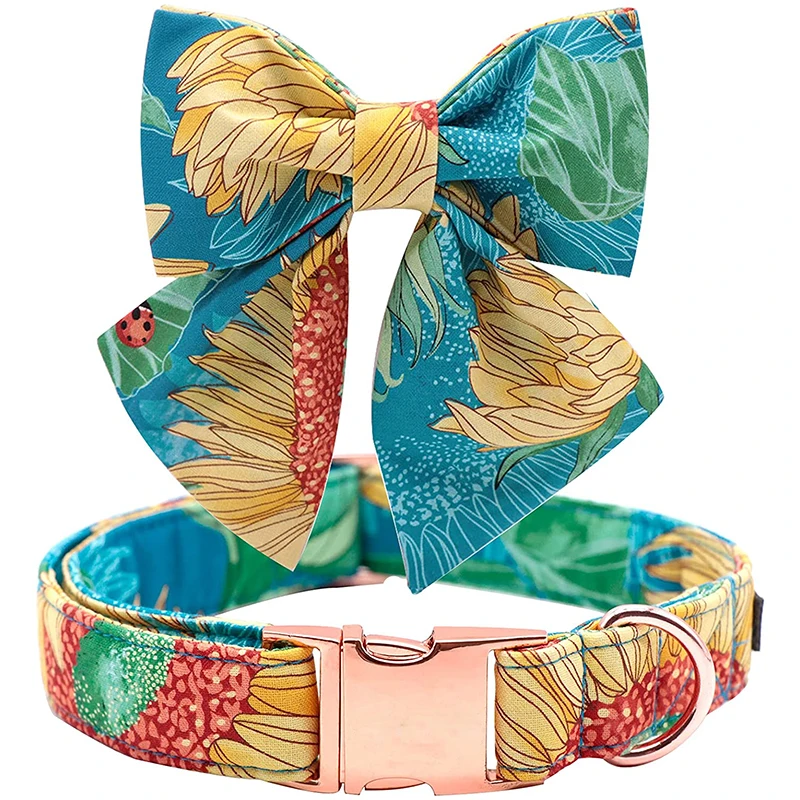Unique style paws Flory Print Dog Collar Sunflower Dog Collar with Bowtie Adjustable Dog Collar for Small Medium Large
Unique style paws Flory Print Dog Collar Sunflower Dog Collar with Bowtie Adjustable Dog Collar for Small Medium Large