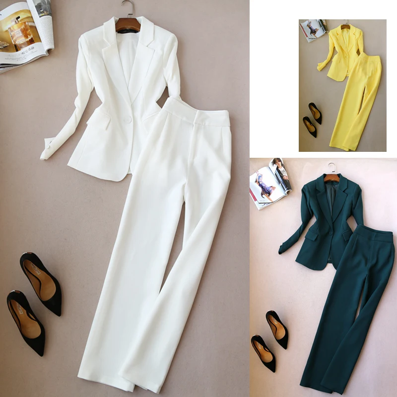 Spring Summer Fashion Office Lady Long Sleeves Suit Blazer + High Waist Wide Leg Suit Pants Elegant Clothing Set
Spring Summer Fashion Office Lady Long Sleeves Suit Blazer + High Waist Wide Leg Suit Pants Elegant Clothing Set