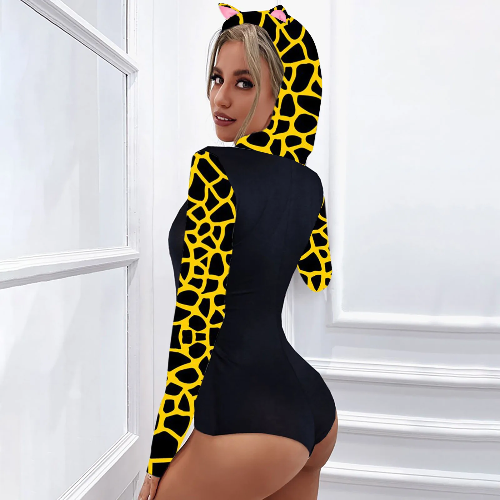 Women Button Animal Print Ear Hooded Jumpsuit Pajamas Tops Long Sleeve Bodysuit Romper Basic Bodycon Jumpsuit Autumn J60
Women Button Animal Print Ear Hooded Jumpsuit Pajamas Tops Long Sleeve Bodysuit Romper Basic Bodycon Jumpsuit Autumn J60