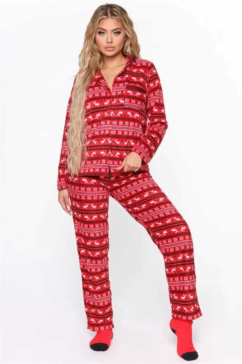 2020 Christmas Winter Warm Pajama Sets Snow Deer Print Long Sleeve Buttons Up Shirt Tops High Waist Loose Causal Pants Home Wear
2020 Christmas Winter Warm Pajama Sets Snow Deer Print Long Sleeve Buttons Up Shirt Tops High Waist Loose Causal Pants Home Wear