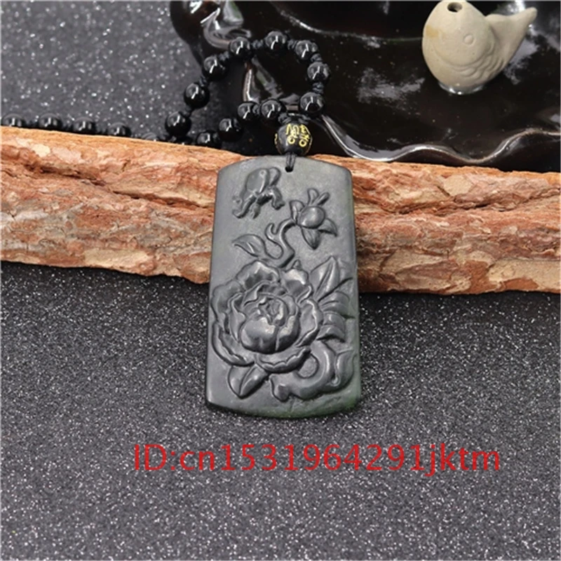 Butterfly Pendant Men Natural Accessories Flower Charm Gifts Necklace Jade for Black Green Amulet Jewelry Obsidian Carved 
Butterfly Pendant Men Natural Accessories Flower Charm Gifts Necklace Jade for Black Green Amulet Jewelry Obsidian Carved