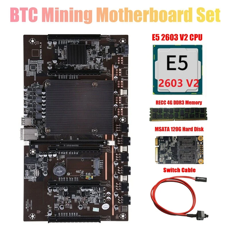 H61 X79 BTC Mining Motherboard with E5 2603 V2 CPU+RECC 4G DDR3 Ram+120G SSD+Switch Cable Support 3060 3070 3080 GPU
H61 X79 BTC Mining Motherboard with E5 2603 V2 CPU+RECC 4G DDR3 Ram+120G SSD+Switch Cable Support 3060 3070 3080 GPU