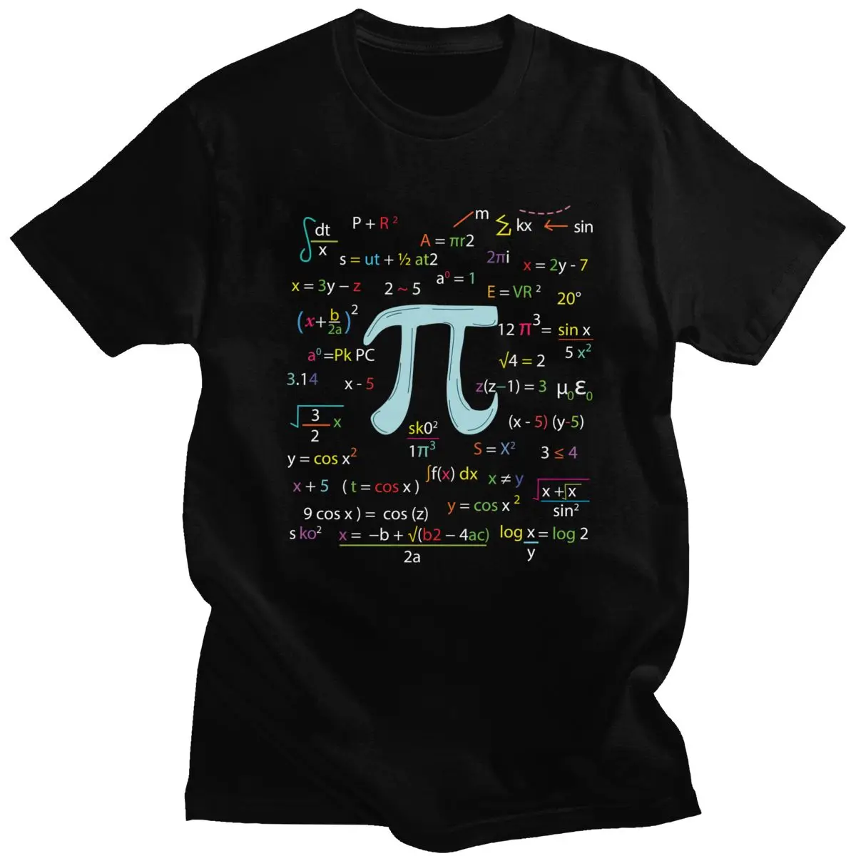 

Trendy Mens Pi Circle Number Formulas T-Shirt Short Sleeves Cotton Geek Nerd Tshirt Casual Algebra Math Lover Tee Shirt Clothing
