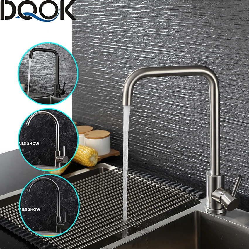 New DQOK Black Kitchen Faucets Stainless Steel Kitchen Mixer Single Handle Single Hole Kitchen Faucet Brushed Nickle Mixer Sink
New DQOK Black Kitchen Faucets Stainless Steel Kitchen Mixer Single Handle Single Hole Kitchen Faucet Brushed Nickle Mixer Sink
