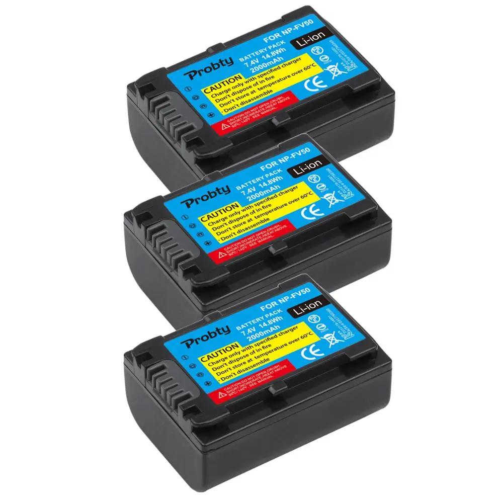 4 шт. Probty NP-FV50 NP FV50 батарея для Sony HDR-CX580E CX700E CX760E CX360E PJ10E PJ30E HDR-XR350E XR550E XR260E XR150E камера |