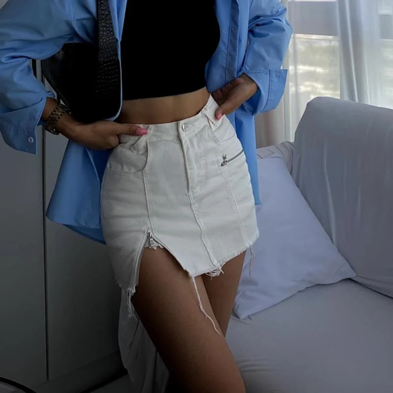 WOMENGAGA Women's White Denim Mini Skirt Summer Split High Waist Skinny Hip Skirt Hot Sexy Korean Women Skorts Womens 4H1D
WOMENGAGA Women's White Denim Mini Skirt Summer Split High Waist Skinny Hip Skirt Hot Sexy Korean Women Skorts Womens 4H1D