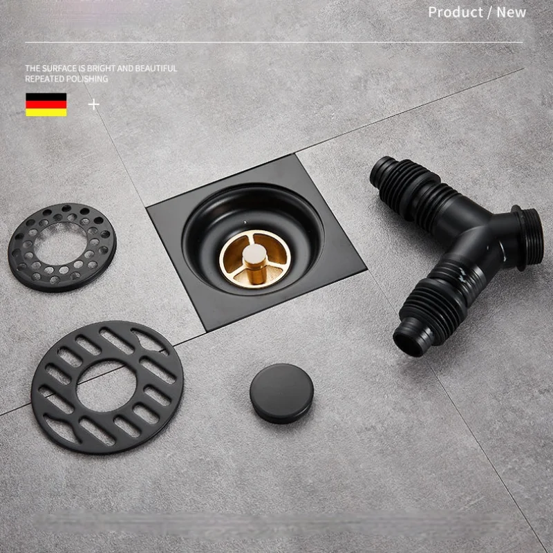 Modern Pure Black Shower Floor Drain Washing Machine Bathroom Balcony Use Brass Material Rapid Large Drainage Drains Kitchen 
Modern Pure Black Shower Floor Drain Washing Machine Bathroom Balcony Use Brass Material Rapid Large Drainage Drains Kitchen