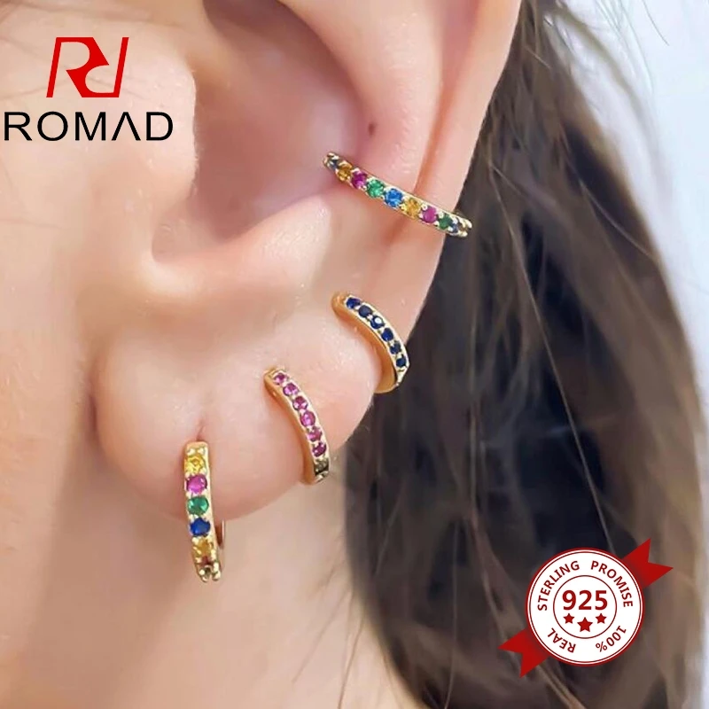 Romad 7mm 925 Sterling silver Rainbow Zircon Small Hoop Earrings for Women turquoise/lavender/black/green/blue Circle Earrings
Romad 7mm 925 Sterling silver Rainbow Zircon Small Hoop Earrings for Women turquoise/lavender/black/green/blue Circle Earrings