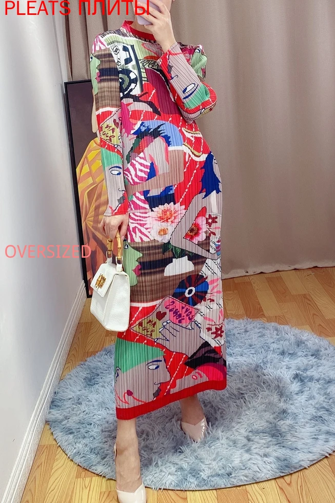 Miyake Folds 2021 New Autumn Print Stand-up Collar Loose Large Size Slimming Temperament Age-reducing Dress Elegant Vestido
Miyake Folds 2021 New Autumn Print Stand-up Collar Loose Large Size Slimming Temperament Age-reducing Dress Elegant Vestido