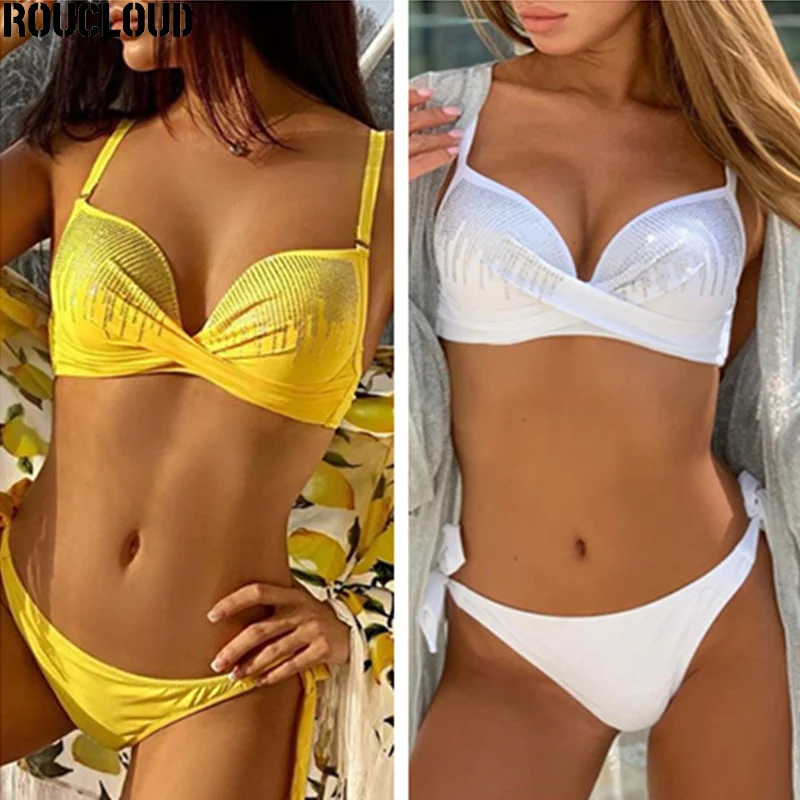 Bikinis 2020 Swimwear Women Swimsuit Push Up Bikini Set Solid Color Shiny Swimming Suit Two-pieces Bathing Suit
Bikinis 2020 Swimwear Women Swimsuit Push Up Bikini Set Solid Color Shiny Swimming Suit Two-pieces Bathing Suit
