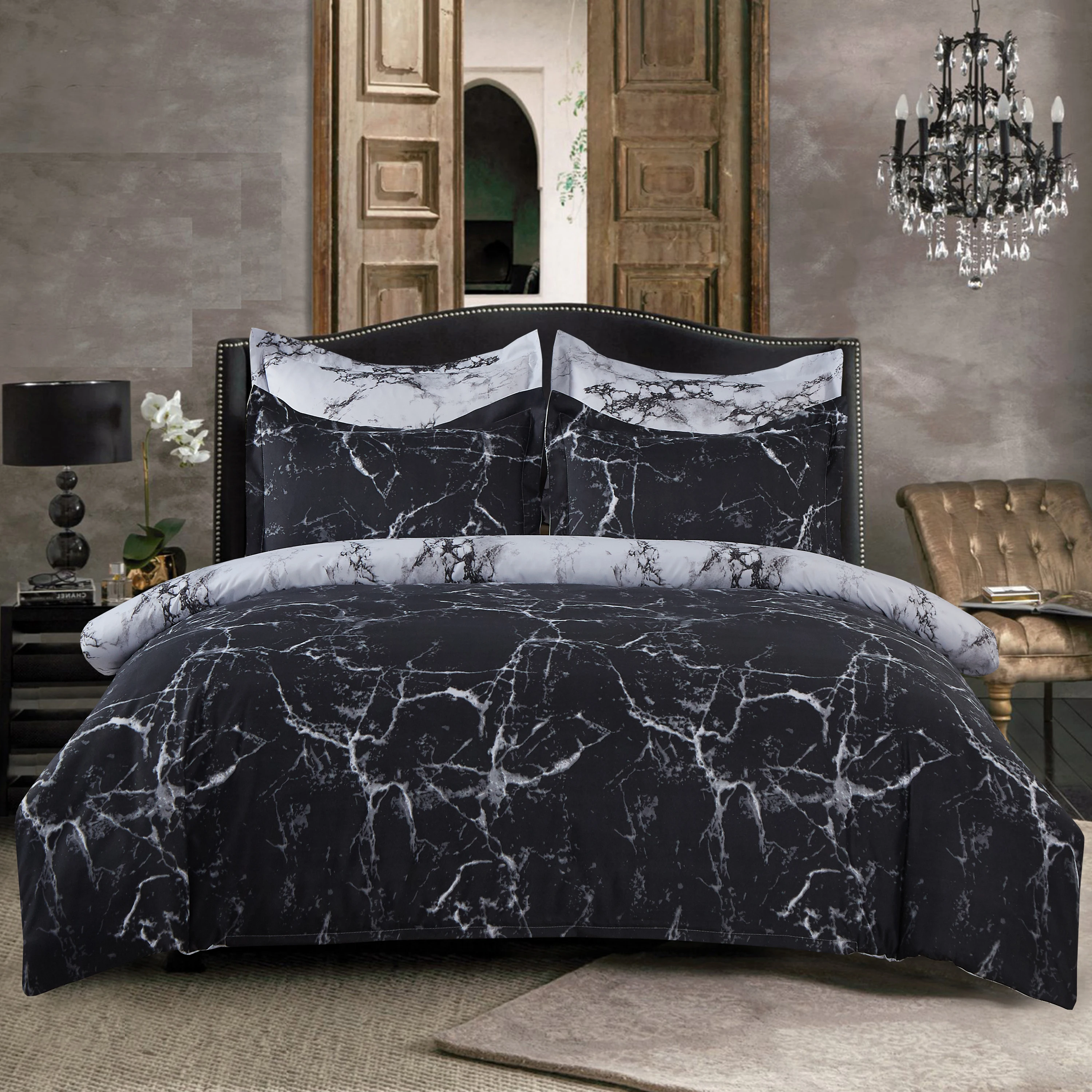 Nordic Black Marble Reactive Printed Duvet Cover 240x220 Set for Home housse de couette Bedding Set Queen Bedclothes
Nordic Black Marble Reactive Printed Duvet Cover 240x220 Set for Home housse de couette Bedding Set Queen Bedclothes
