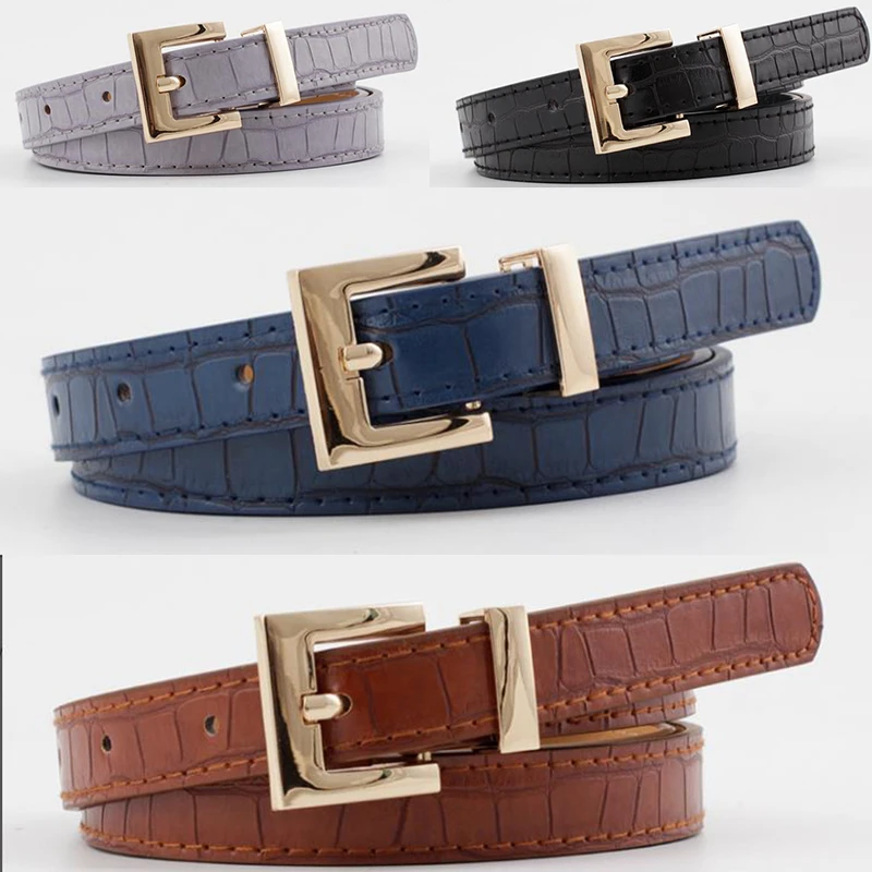 2020 New Designer Women's Violet Black Brown White Narrow Thin Leather Waist Belt Female Gold Buckle Belts For Women Dress
2020 New Designer Women's Violet Black Brown White Narrow Thin Leather Waist Belt Female Gold Buckle Belts For Women Dress