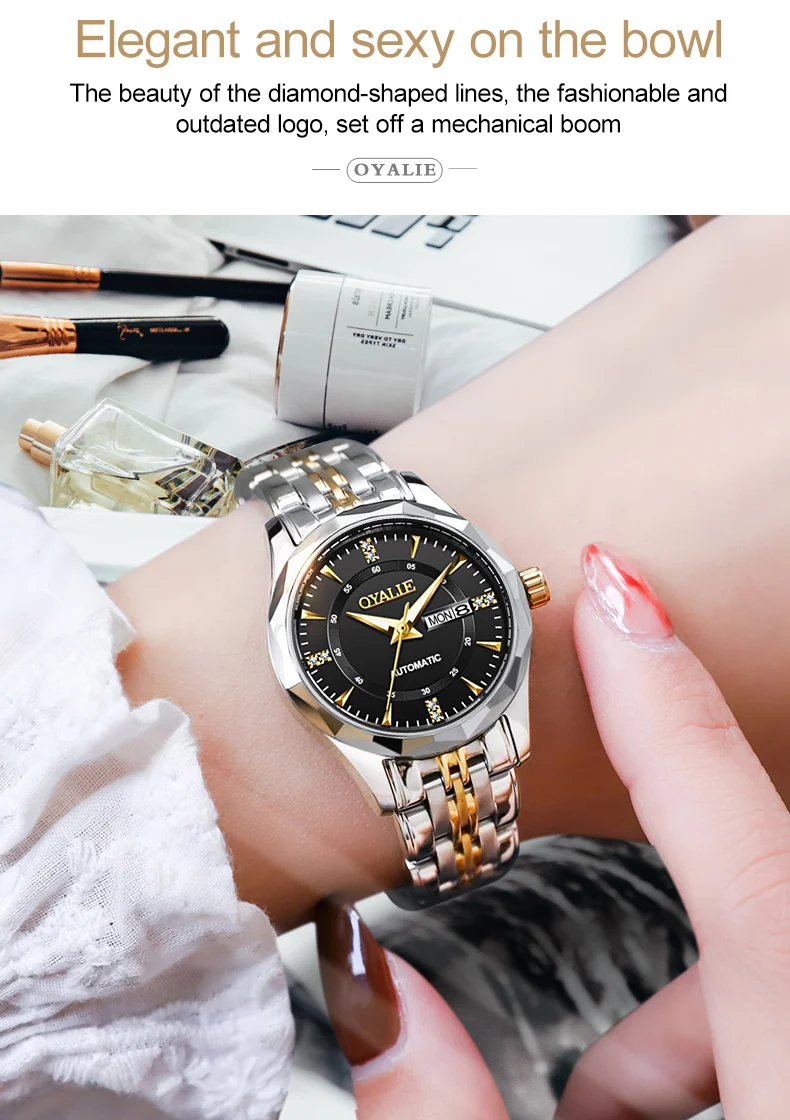 OYALIE 9789 Automatic Movement Ladies Watches Brands Luxury Design Bracelet Stainless Steel Custom Mechanical Women Watches
OYALIE 9789 Automatic Movement Ladies Watches Brands Luxury Design Bracelet Stainless Steel Custom Mechanical Women Watches