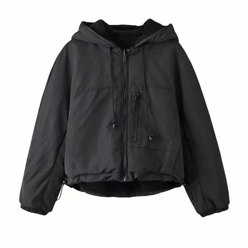 Vintage Chic Double Wear Fleece Bomber Cropped Jacket Women Winter Fashion Pockets Drawstring Hooded Coat Female Overcoat
Vintage Chic Double Wear Fleece Bomber Cropped Jacket Women Winter Fashion Pockets Drawstring Hooded Coat Female Overcoat