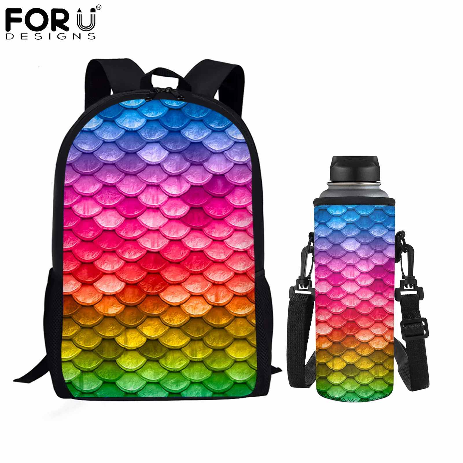 FORUDESIGNS New School Bag Cup Covers Mermaid Gradient Fish Scale Print 2pcs Set Primary Teenager Daily Backpack Mochila Escolar
FORUDESIGNS New School Bag Cup Covers Mermaid Gradient Fish Scale Print 2pcs Set Primary Teenager Daily Backpack Mochila Escolar