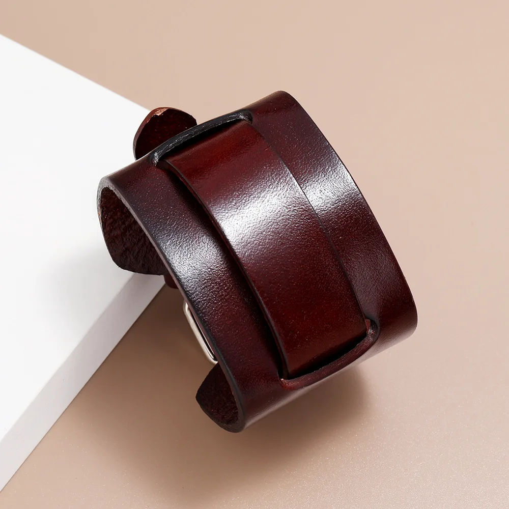 Black Brown Genuine Leather Cuff Bangle Jewelry Punk Men Women Accessories Watch Strap Crafts Gift
Black Brown Genuine Leather Cuff Bangle Jewelry Punk Men Women Accessories Watch Strap Crafts Gift