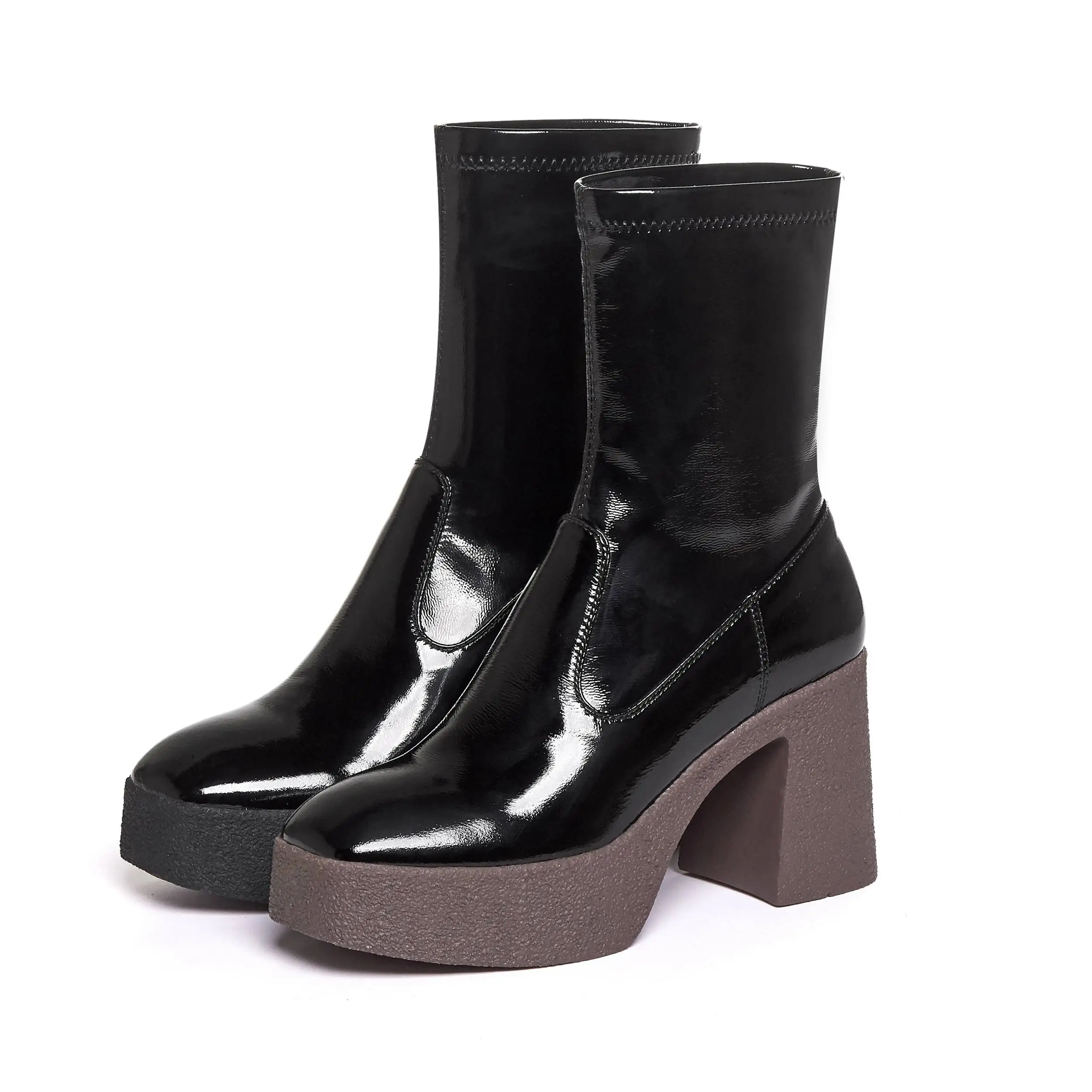 Lenkisen high street fashion cow patent leather european platform super high heel square toe slip on modern mid-calf boots L69
Lenkisen high street fashion cow patent leather european platform super high heel square toe slip on modern mid-calf boots L69