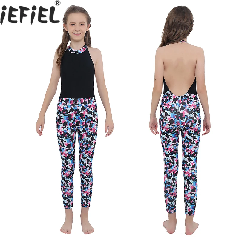 Kids Girls Sleeveless Halter Sports Jumpsuit Dance Gymnastics Leotards Girls High Waist Dancewear Stage Performance Show Suit
Kids Girls Sleeveless Halter Sports Jumpsuit Dance Gymnastics Leotards Girls High Waist Dancewear Stage Performance Show Suit